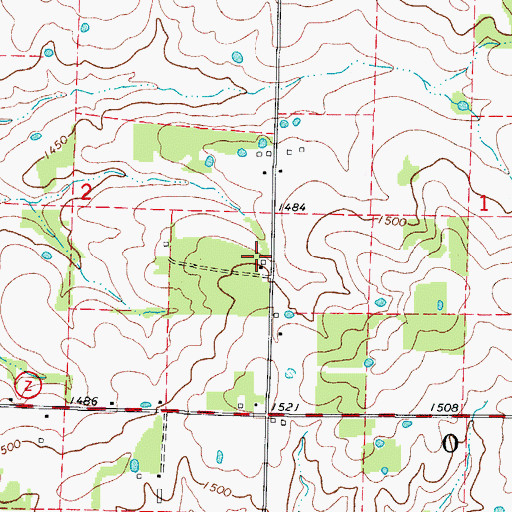 Topographic Map of Hickory Grove School (historical), MO