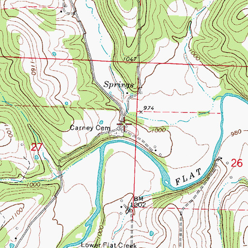 Topographic Map of Carney School (historical), MO