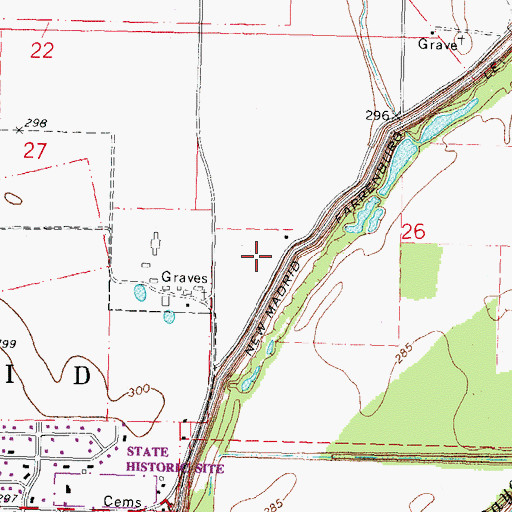 Topographic Map of Wright Cemetery, MO