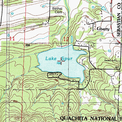 Topographic Map of Lake Spur, AR
