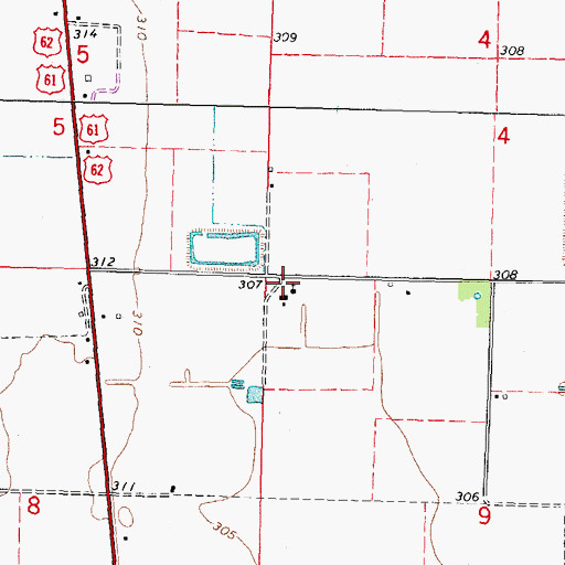 Topographic Map of Ogden School, MO