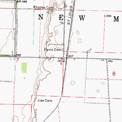 Topographic Map of Rosenwald School, MO