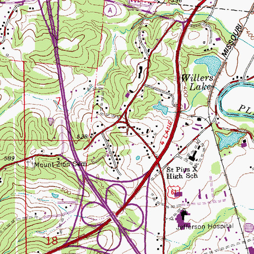 Topographic Map of Randall School, MO