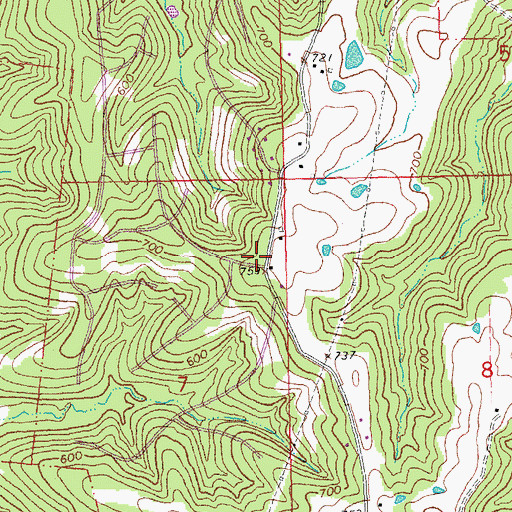 Topographic Map of High Ridge School (historical), MO