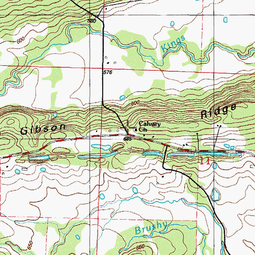 Topographic Map of Calvary Church, AR