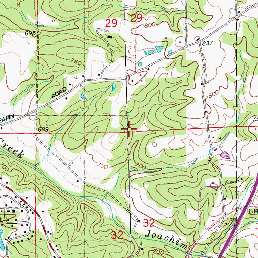 Topographic Map of Avoca School (historical), MO