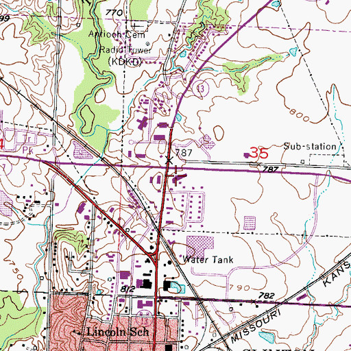 Topographic Map of Eastgate Shopping Center, MO