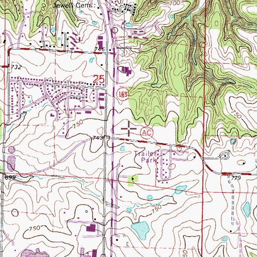 Topographic Map of Rock Bridge Shopping Center, MO