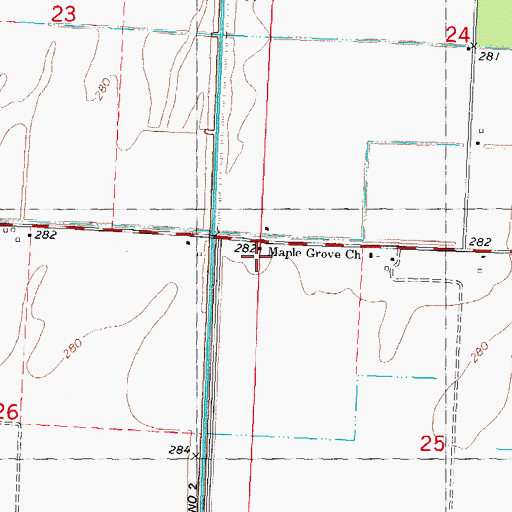 Topographic Map of Maple Grove School (historical), MO