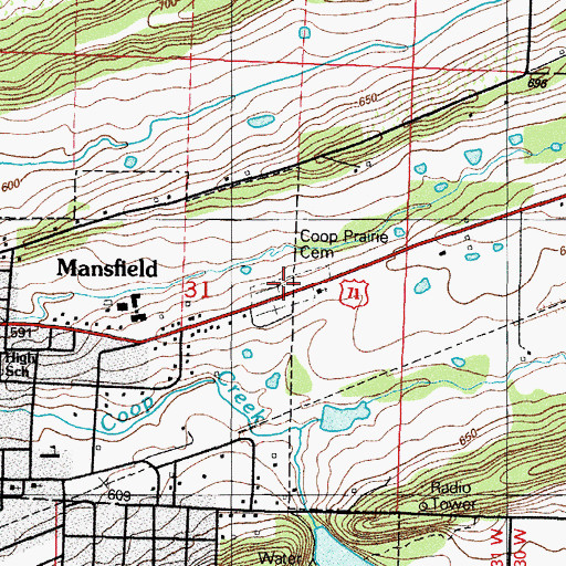 Topographic Map of Coop Prairie Cemetery, AR