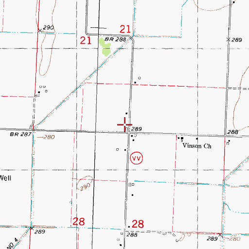 Topographic Map of Vinson School, MO