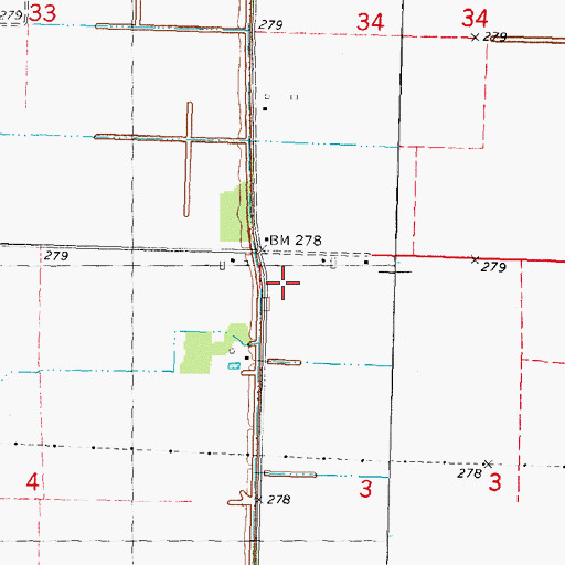 Topographic Map of Oak Island School (historical), MO