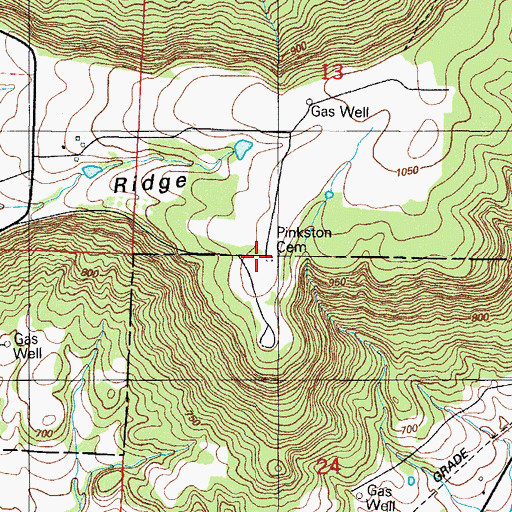 Topographic Map of Pinkston Cemetery, AR