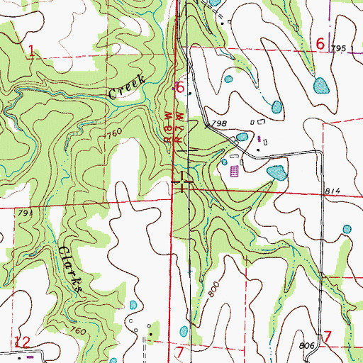 Topographic Map of Harrison Yates School (historical), MO
