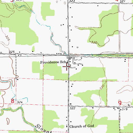 Topographic Map of Providence Church, MO
