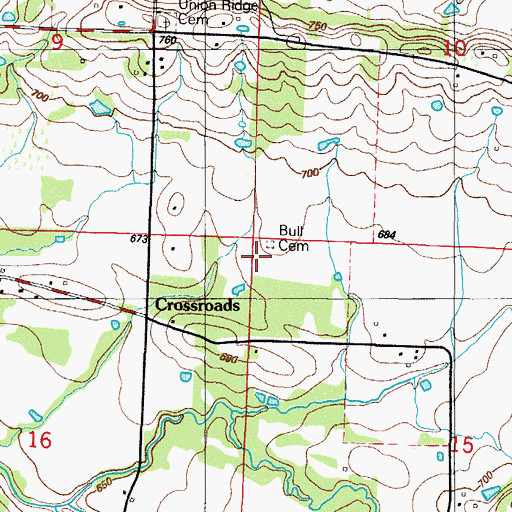 Topographic Map of Bull Cemetery, AR
