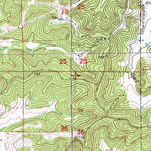 Topographic Map of Mount Pleasant School (historical), MO