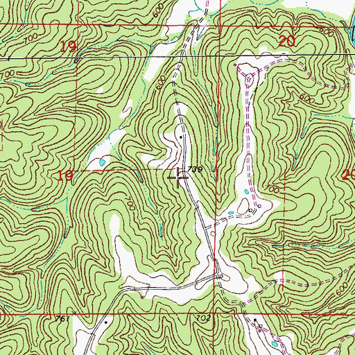 Topographic Map of Cottonrock School (historical), MO
