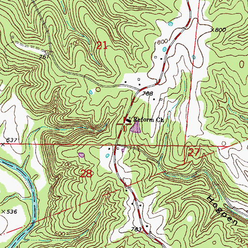 Topographic Map of Blackburn School (historical), MO