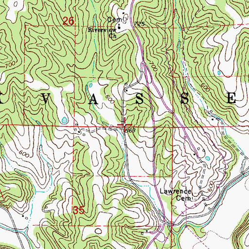Topographic Map of Lawrence School (historical), MO