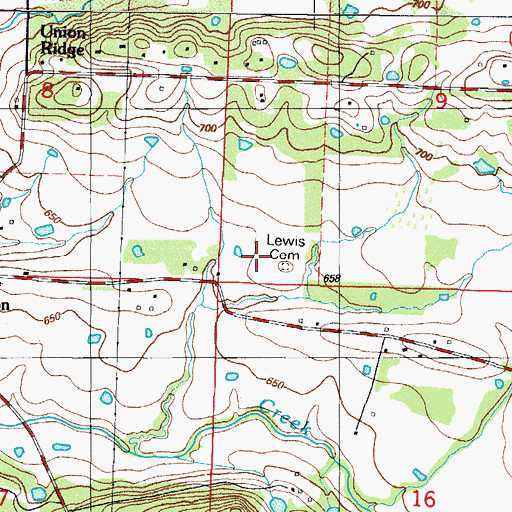 Topographic Map of Lewis Cemetery, AR