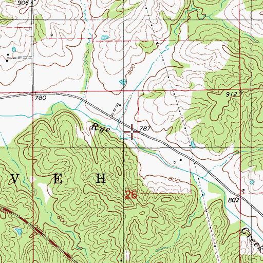 Topographic Map of Rye Creek School (historical), MO