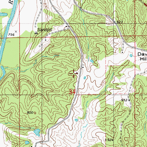Topographic Map of Bunker Hill School, MO