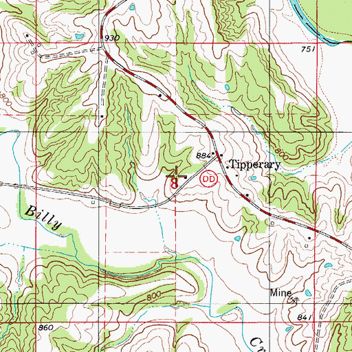 Topographic Map of West Center School, MO