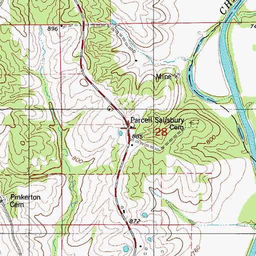 Topographic Map of Salisbury School, MO