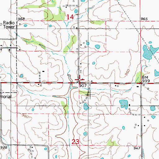 Topographic Map of Radical Ridge School, MO