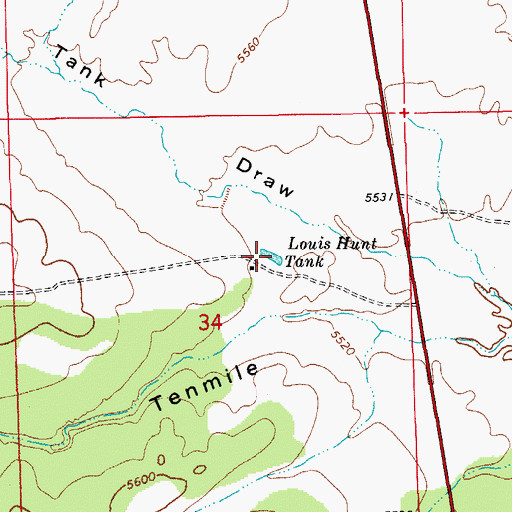 Topographic Map of Louis Hunt Tank, AZ