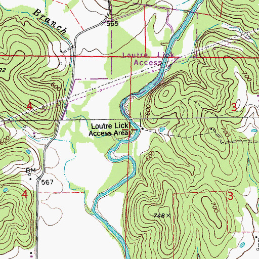 Topographic Map of Loutre Lick Access Area, MO