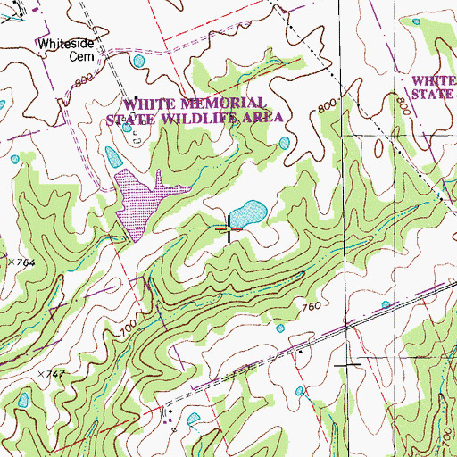 Topographic Map of White Memorial State Wildlife Area, MO
