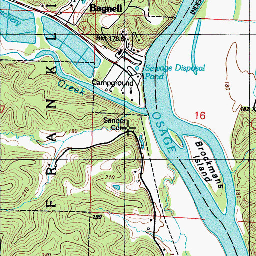Topographic Map of Sander Cemetery, MO