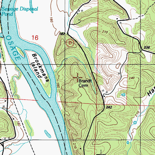 Topographic Map of Brandt Cemetery, MO