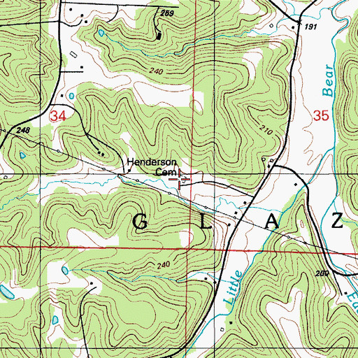Topographic Map of Henderson Cemetery, MO