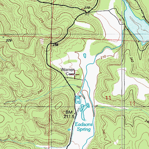 Topographic Map of Warren Cemetery, MO