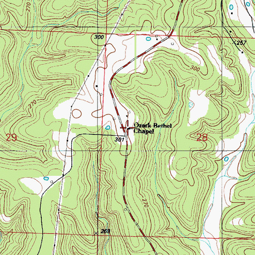 Topographic Map of Ozark Bethel Chapel, MO