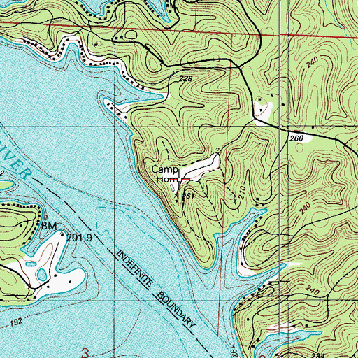 Topographic Map of Camp Horn, MO