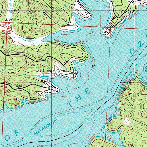 Topographic Map of Carver Cemetery, MO