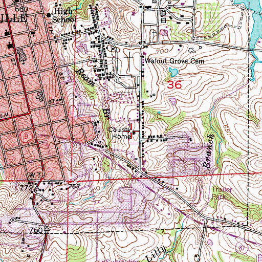 Topographic Map of Cooper County Home, MO