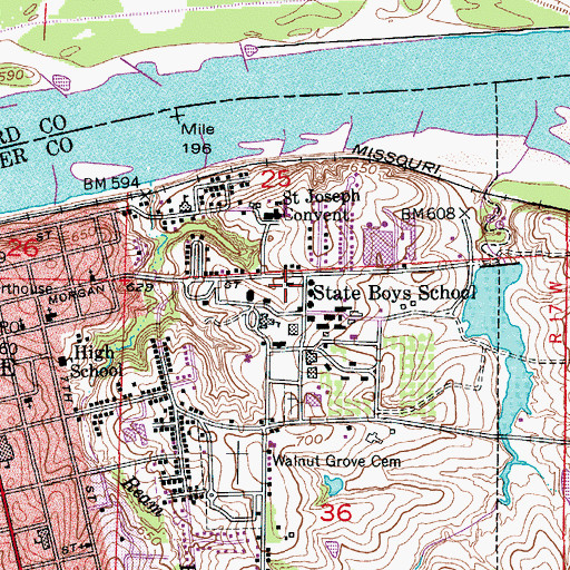 Topographic Map of State Boys School (historical), MO