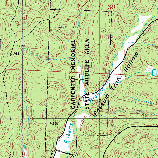 Topographic Map of Carpenter Memorial State Wildlife Area, MO