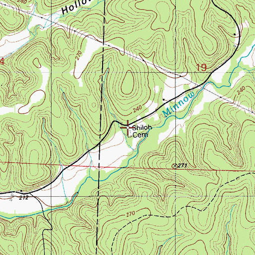 Topographic Map of Shiloh Cemetery, MO