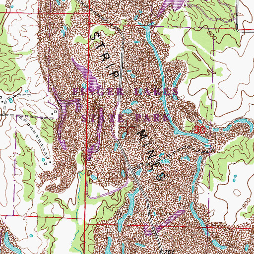 Topographic Map of Finger Lakes State Park, MO
