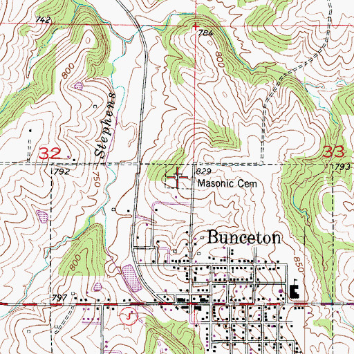 Topographic Map of Masonic Cemetery, MO