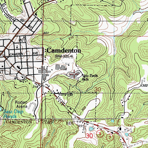 Topographic Map of Voc-Tech School, MO