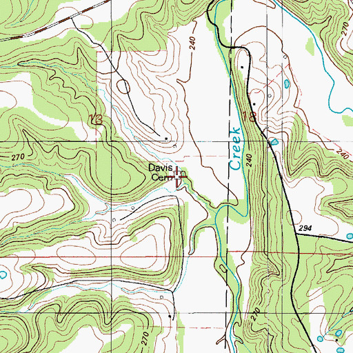 Topographic Map of Davis Cemetery, MO