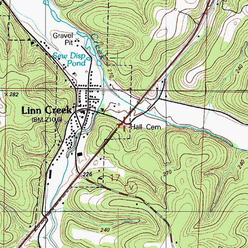 Topographic Map of Hall Cemetery, MO