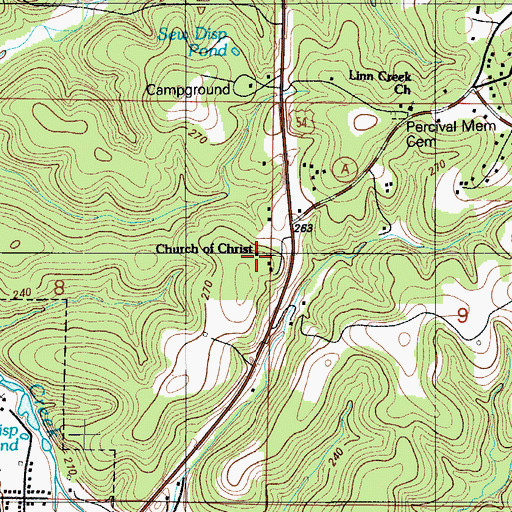 Topographic Map of Church of Christ, MO